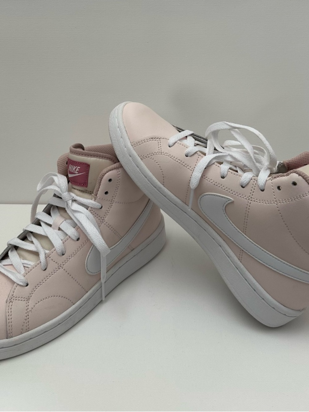 Nike Women’s Court Royal 2 Light Pink and White Mid High Top Sneakers